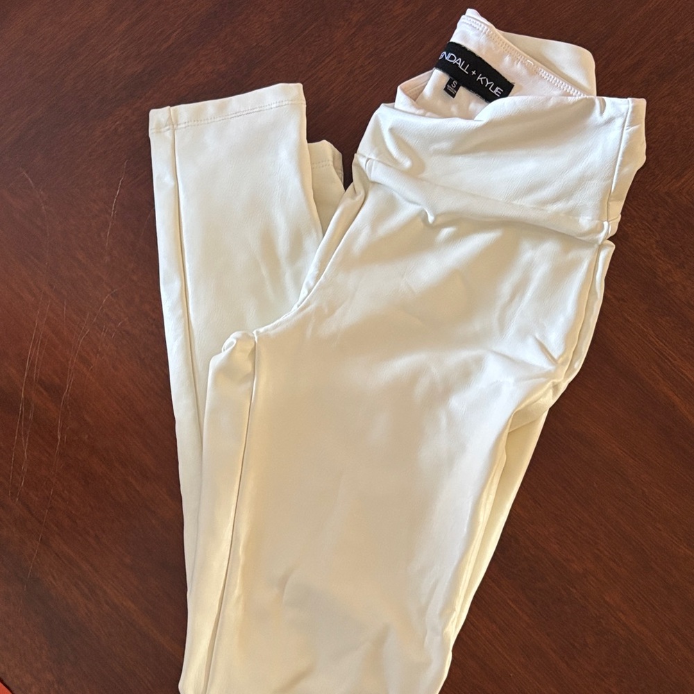 Kendall & Kylie White High-Rise Leather Leggings